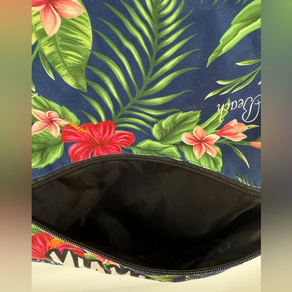 EUC Lucky 7 Tropical Print Miami Beach Drawstring Backpack